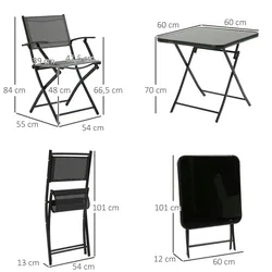 Outsunny - Garten Essgruppe - 60L x 60B x 70H cm - schwarz