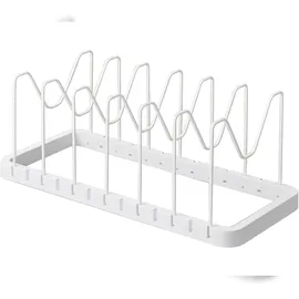 Yamazaki Home Kochtopf Deckelhalter Organizer Aufbewahrung für Topf und Deckel verstellbar weiß 03840