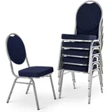 MACOShopde by MACO Möbel Raburg Stapelstuhl 6er Set David - stabil bis 150 kg in BLAU, Gewerbequalität + stapelbar für: Konferenz, Seminar, Wartezimmer, Bankett, Behörde, Schule/Uni & Gastro/Hotel