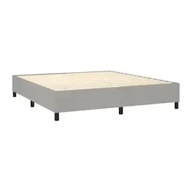 vidaXL Boxspringbett mit Matratze & LED Hellgrau 180x200 cm Stoff