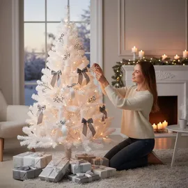 Spetebo Künstlicher Weihnachtsbaum 90 cm - weiß - mit Metallständer