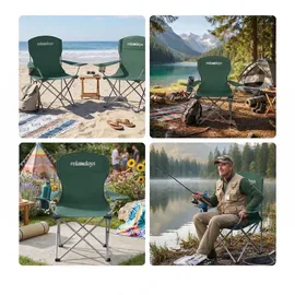 Relaxdays Campingstuhl 2er Set Dunkelgrün/Silber