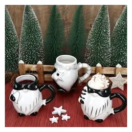 Mambocat Kaffeetasse 0,45 l Schwarz-Weiß 3 St.