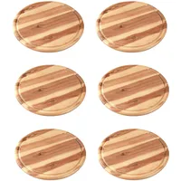 Fackelmann Vesperbrett AKAZIE, Küchenbrett aus Natur-Holz mit Saftrille, Frühstücksbrettchen Farbe: Braun) (6 Stück Fleischteller)