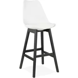 Sitzhocker Kunstleder & Polyurethan | 75 cm | Breit Komfortabel Kontrastreich | Weiß Schwarz | Barstuhl | Kadima Design