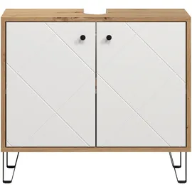 trendteam Waschbeckenunterschrank Touch 69 x 61 x 33 cm Weiß Matt