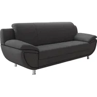 3-Sitzer TRENDMANUFAKTUR "Rondo II zeitlos und bequem", grau (dunkelgrau), B:207cm H:85cm T:94cm, Struktur ( 100% Polyester), Sofas, wahlweise mit komfortablem Federkern, mit extra breiten Armlehnen