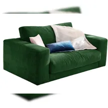 KAWOLA Doppelsessel MADELINE Cord 170 x 86 x 0 cm Grün mit Kissen, Rollen