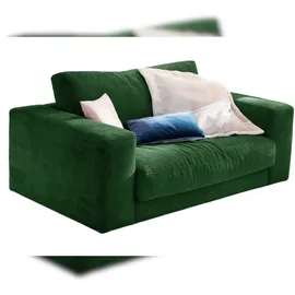 KAWOLA Doppelsessel MADELINE Cord 170 x 86 x 0 cm Grün mit Kissen, Rollen