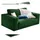 KAWOLA Doppelsessel MADELINE Cord 170 x 86 x 0 cm Grün mit Kissen, Rollen