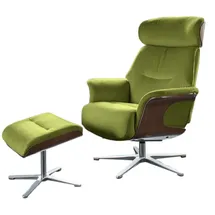 KAWOLA Sessel TOSAR Velvet 83 x 110 x 89 cm Grün mit Hocker