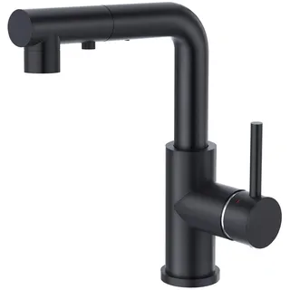 Crea Wasserhahn Küche mit 3 Funktionen Brause, Schwarz Küchenarmatur mit Ausziehbarem Brause, 360° Drehbar Mischbatterie Küche, Spültischarmatur Küche Matt Schwarz
