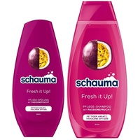 Schauma Pflege-Shampoo Fresh it Up! (1x 400 ml) Haarshampoo für fettigen Ansatz & trockene Spitzen & Spülung (1x 250 ml) Haarspülung pflegt beanspruchte Haarspitzen, Passionsfrucht