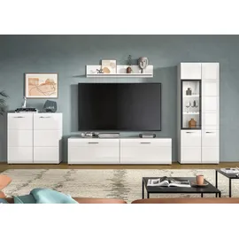 Home Affaire Wohnwand HOME AFFAIRE "FLORENZ, 4-teilige Wohn-Kombination, hochwertige MDF-Front", weiß (weiß hochglanz tiefzieh), B:315cm H:160cm T:41cm, Holzwerkstoff, Kastenmöbel-Sets, Wohnwand, Wohn-Kombination, Wohnzimmer-Möbel, Wohnzimmer,Kombination, Kombi