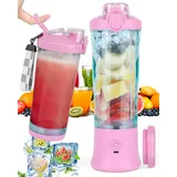 Dreamhigh® Mixer Smoothie Maker, 600ml Tragbarer Mixer für Smoothies und Shakes mit 6 Klingen, 4000mAh Mini Mixer Kann 25 Tassen Saft auspressen für Büro, Camping und Reisen (Lila)