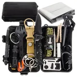 Iso Trade Survival Set Überlebensset Outdoor Camping 32-in-1 Multitool Notfall Gear Kasten