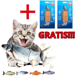 USB-Spielzeug mit springendem Fisch für Katzen + 2xLove4Pet Lachsfilet 30g GRATIS!