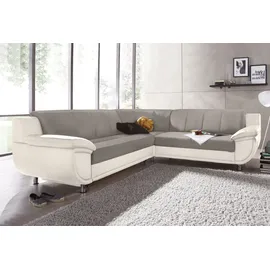 TRENDMANUFAKTUR Ecksofa "Rondo 3, zeitlos und modern, im Materialmix, L-Form", beige (beige, tan), B:267cm H:85cm T:247cm, Luxus-Microfaser ALCAZAR;Struktur fein;Kunstleder SOFTLUX / Struktur (77% Polyester; 23% Polyacryl), Sofas, Ecksofa, wahlweise Federkern für hohen 