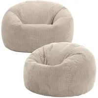 I.C.O.N. icon Sitzsack Beige, Textil, 2-Sitzer, Rund, 85x50x85 cm,