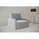 MOEBLO Kindersofa aus Samtstoff MONTANA 80, mit Bettfunktion Schlafsofa mit Bettkasten Sessel mit Schlaffunktion Schlafsessel Sofa Sessel Jugendsofa Schlafsofa 1-Sitzer Gästebett, mit Relaxfunktion grau