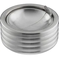 Relaxdays Windaschenbecher, Klappdeckel, draußen & drinnen, rostfreier Edelstahl, runder Ascher, HxD: 5,5 x 11,5, Silber