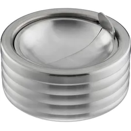 Relaxdays Windaschenbecher, Klappdeckel, draußen & drinnen, rostfreier Edelstahl, runder Ascher, HxD: 5,5 x 11,5, Silber