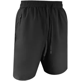 Aomig Herren Sport Shorts, Schwarz Schnell Trocknend Kurze Hose, Kurze Sporthose Herren, Elastische Taille Jogginghose Kurz Laufhose, Leichte Trainingsshorts Laufshorts mit Reißverschlusstasche (XL)