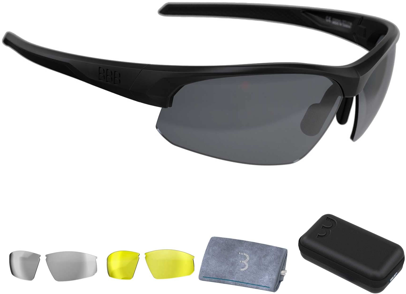 BBB Cycling Fahrradbrille Fahrrad Sonnenbrille Herren und Damen Coole Sportbrille Schnellbrille Radbrille Radsportbrille Sport Sunglasses Men and Women MTB und Rennrad Impress BSG-58T Matt Schwarz