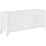 [en.casa] Fernsehschrank Kotka Metall 58 x 113 x 40 cm Fernsehtisch Fernsehregal TV-Schrank mit drei Schranktüren und Regalablagen im Schrankinnern Stahl Weiß - Weiß