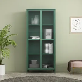 [en.casa] Vitrine Säkylä 180 x 80 x 35 cm Tannengrün