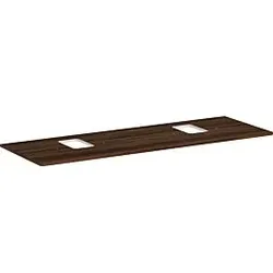 hansgrohe Xelu Q Konsole 54126630 1560 x 550 mm, 2 Ausschnitte, Aufsatzwaschtisch mit Hahnloch, Nussbaum dunkel