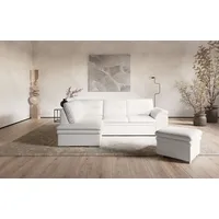 Ecksofa COTTA "Leandra L-Form", weiß (altweiß), B:250cm H:88cm T:90cm, NaturLEDER: Bitte beachten Sie, dass Lederbezüge mehr Nähte aufweisen als Stoffbezüge.;Kunstleder Softlux;NaturLEDER (echtes Rindsleder) in Sitz und Rücken.;Luxus-Microfaser (100% Polyester), Sofas, Ecksofa, wahlweise mit Bettfunktion & Bettkasten
