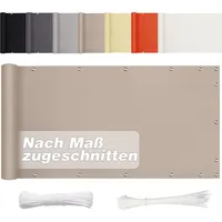 Aiyaoo Balkon Sichtschutz Ohne Bohren 90cm x 1750cm, Sichtschutz Balkon Blickdichte (in div. Größen & Farben) PES Balkonumrandung für Terrasse Garten Zaun, Windschutz UV-Schutz, Taupe