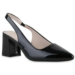Damen Slingpumps in Schwarz Lack