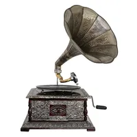 Aubaho Nostalgie Grammophon Gramophone Dekoration mit Trichter Grammofon Antik-Stil