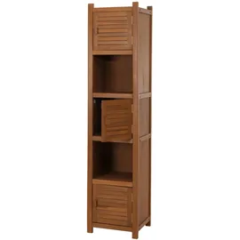 MCW Teak-Hochregal MCW-M87, Badschrank Badregal Badezimmer, hochwertiges B-Grade-Teak (Kernholz, 20-30 Jahre), 181x40cm