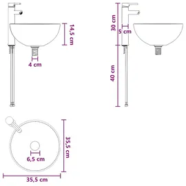 vidaXL Waschbecken fürs Badezimmer 35,5 x 35,5 x 14,5 cm Schwarz