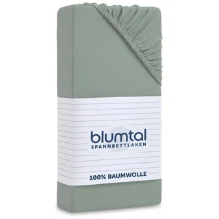 Blumtal Basics Spannbettlaken Jersey - Leintuch 180x200 Baumwolle, 100% Baumwolle, 135 g/m2, Matratzenhöhe bis 25 cm, weich, Summer Green, Grün