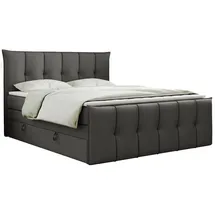 MKS Boxspringbett, PREMIUM 11 King 160/200 Dunkelgrau Kunstleder - H3,