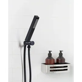 Beliani Handbrause Schwarz Metall Quadratisch Stab 1 Strahlart Modern Klassisch Duschkopf Badezimmer Stabhandbrause Stabbrause