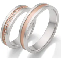 Trauring FIRETTI "Schmuck Geschenk Hochzeit Ehering "LIEBE"" Fingerringe Gr. 60, ohne Zirkonia, Silber 925 (Sterlingsilber), 5mm, rosegold (silberfarben-roségoldfarben) wahlweise mit oder ohne Zirkonia