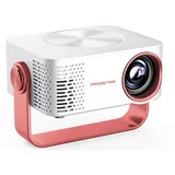 AIORBER Mini Beamer 1080P Full HD mit WiFi & Lautsprecher, tragbarer LED Projektor, Bildschirmspiegelung, HDMI USB, Heimkino, Weiß+Rot - Weiß/Rot