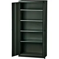 BISLEY Flügeltürenschrank Metall 40 x 91,4 x 195 cm Schwarz 4 Fachböden