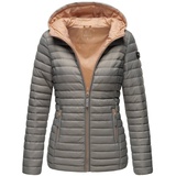 Marikoo Damen Steppjacke Übergangsjacke gesteppte Jacke mit Kapuze Frühjahr Stepp B857 [B857-Asr-Grau-Gr.S] - S