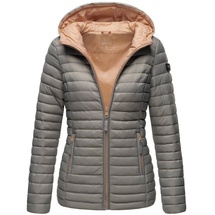 Marikoo Damen Steppjacke Übergangsjacke gesteppte Jacke mit Kapuze Frühjahr Stepp B857 [B857-Asr-Grau-Gr.S] - S