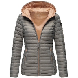 Marikoo Damen Steppjacke Übergangsjacke gesteppte Jacke mit Kapuze Frühjahr Stepp B857 [B857-Asr-Grau-Gr.S] - S