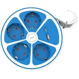 Roline Steckdosenleiste mit Schalter, rund, USB-Charger A+C, blau, 3 m