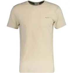 GANT Herren T-Shirt - CONTRAST LOGO, Rundhals, kurzarm, Baumwolle, Logo-Stickerei Beige M