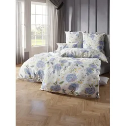Bettwäsche WÄSCHEPUR Gr. 5, blau (champagner, eisblau, bedruckt), B/L: 135cm x 200cm, 2-teilige Garnitur St., 2-teilige Garnitur St., Feinbiber, B/L: 40cm x 80cm, Feinbiber, 100% Baumwolle, Bettwäsche