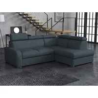Mirjan24 Ecksofa Oslo 2rRLXp, Eckcouch mit Schlaffunktion und Bettkasten, Silberne Holzfüße, Einstellbare Kopfstützen (Farbe: Crown 15, Seite: R... - Blau